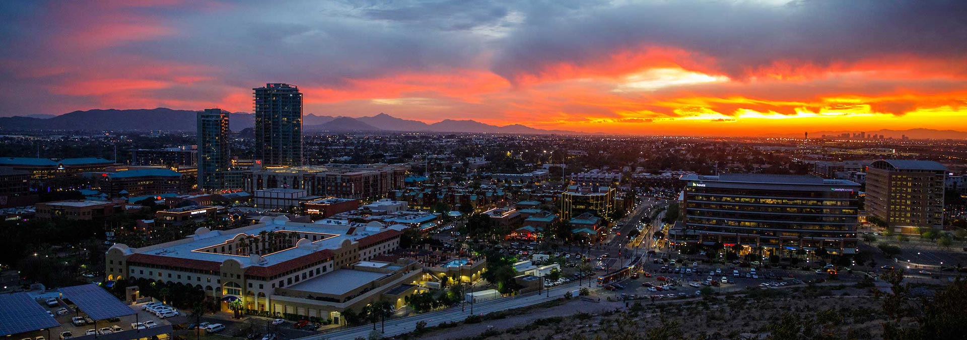 Tempe Arizona skyline at sunset