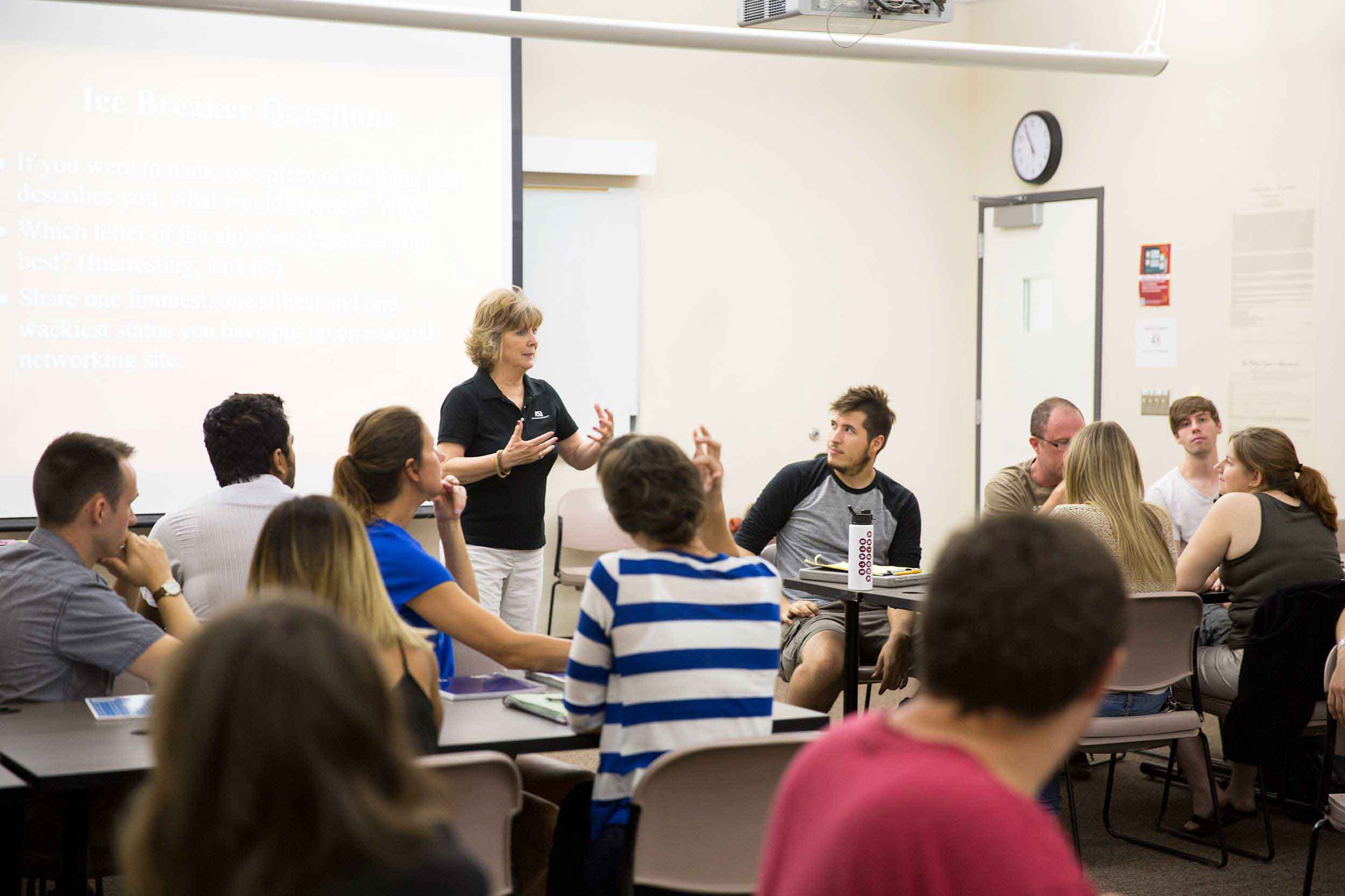 Carolyn Hirata teaches a classroom of students